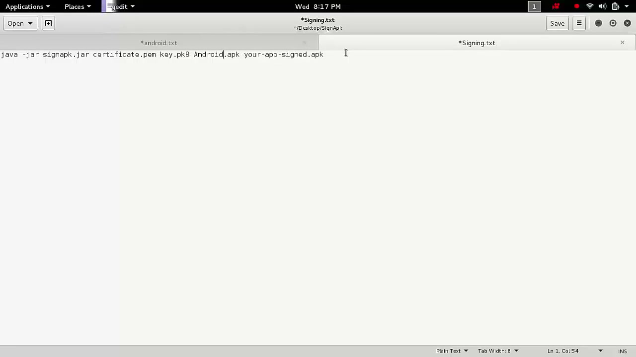 Sign an APK using signapk.jar